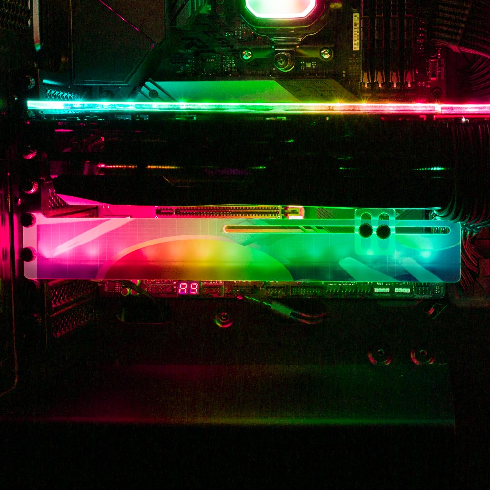 Vaporswavey RGB GPU Support Bracket - Devil May Create - V1Tech