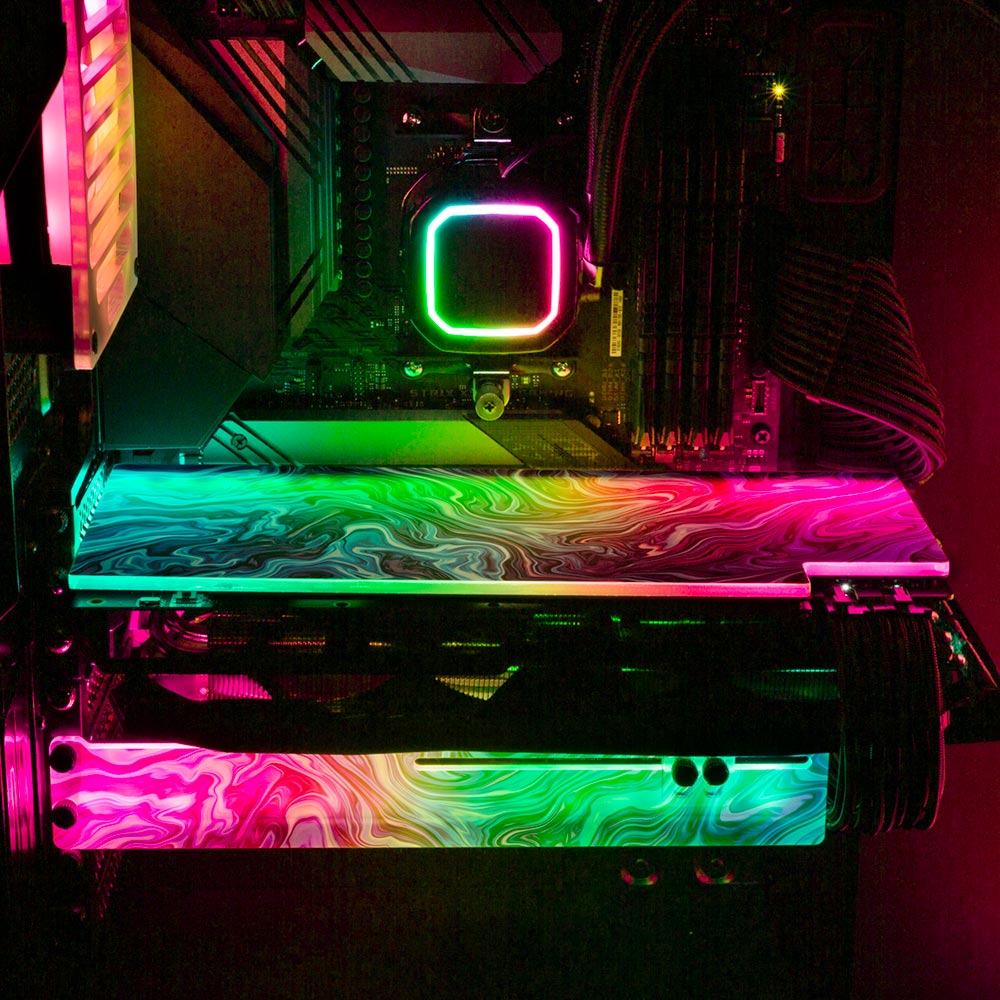 Vaporwave Fluid RGB GPU Backplate - Geoglyser - V1Tech