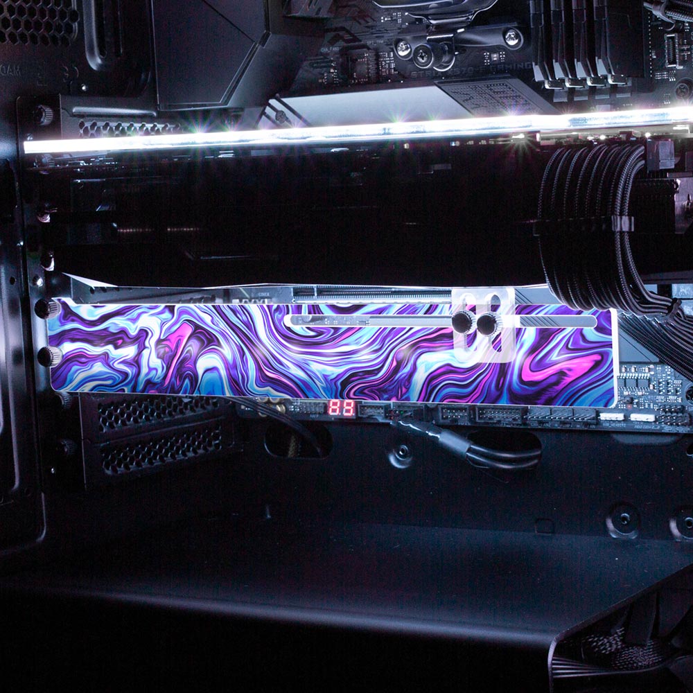 Vaporwave Fluid RGB GPU Support Bracket - Geoglyser - V1Tech