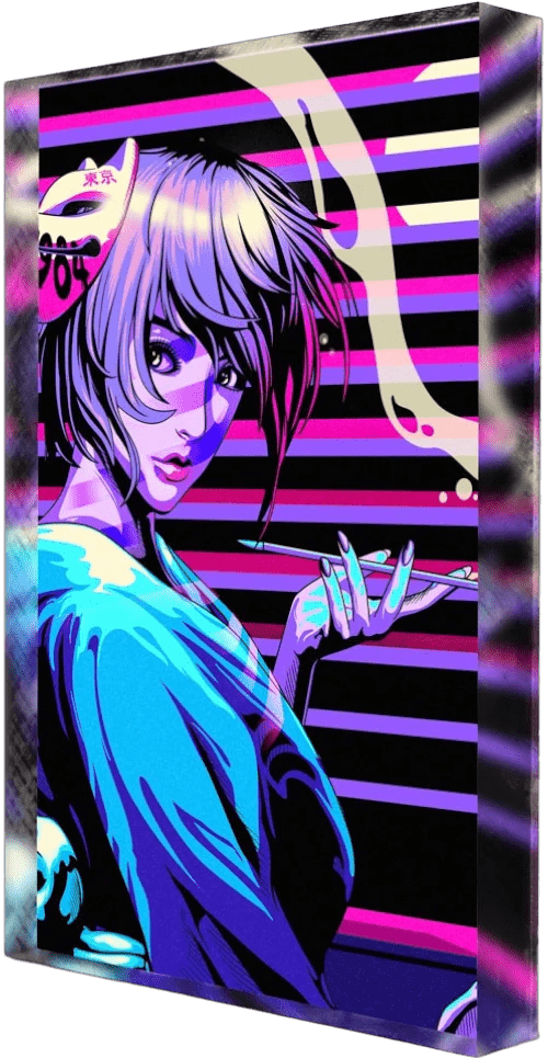 Vaporwave Window Geisha Plexi Glass Desk Art - HeyMoonly - V1Tech