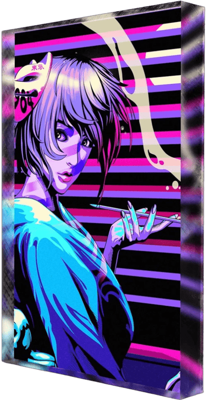 Vaporwave Window Geisha Plexi Glass Desk Art - HeyMoonly - V1Tech