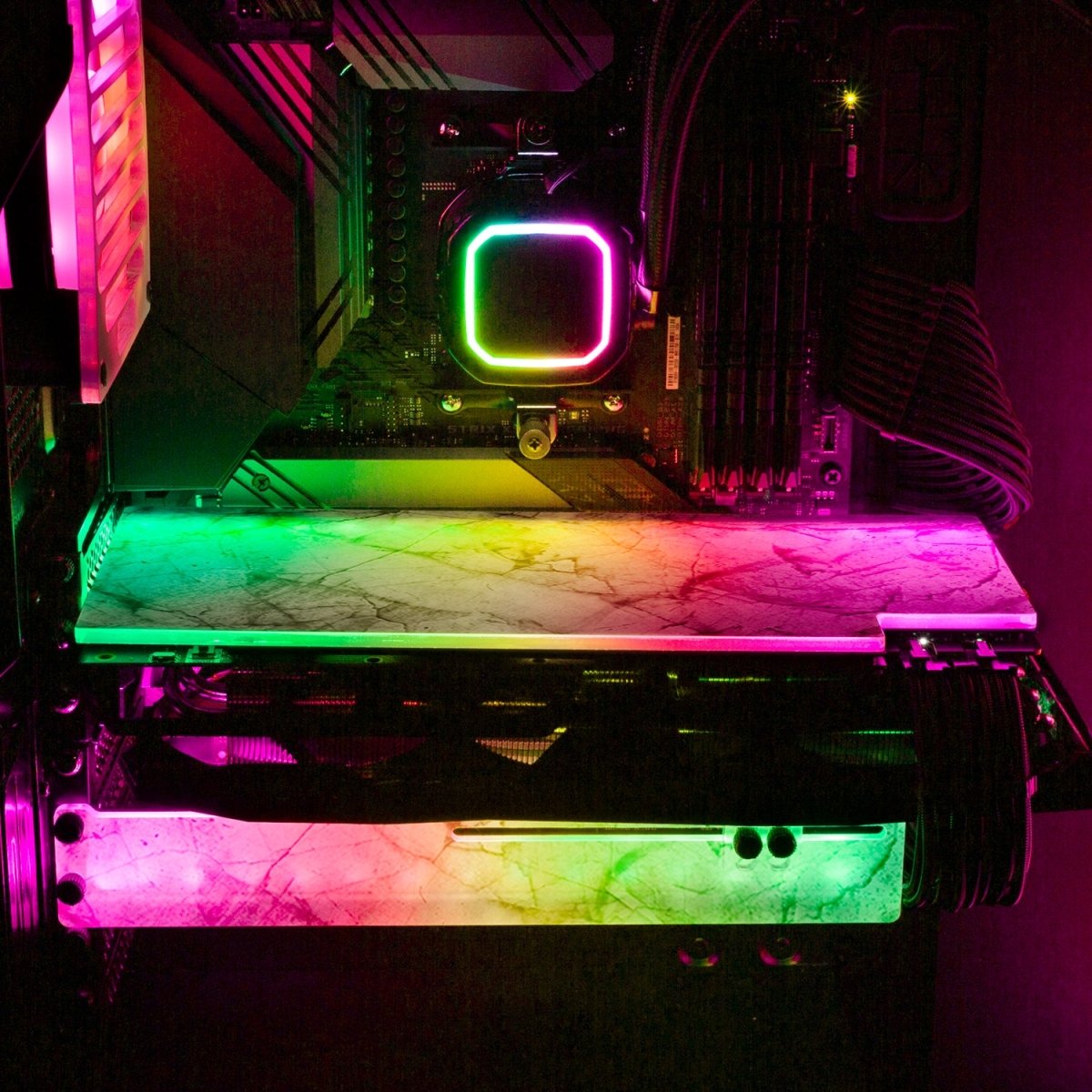 White Marble RGB GPU Backplate - V1Tech